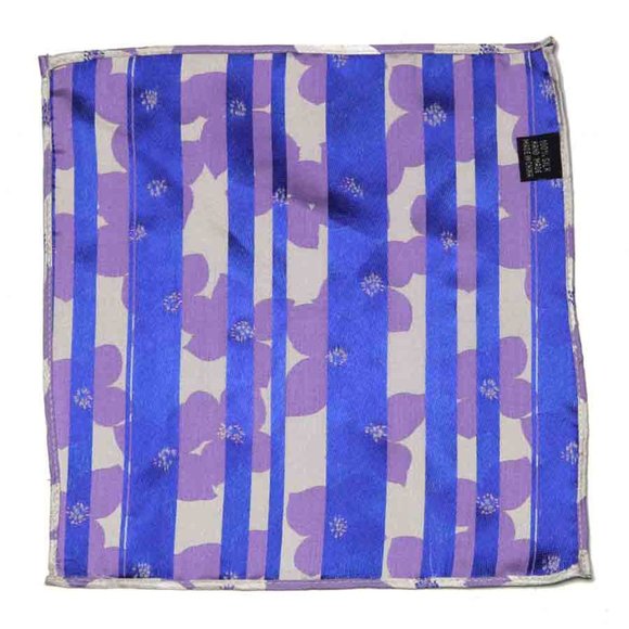 Gascoigne Silk Pocket Square Lavender Purple White Blue Floral Men's - Picture 3 of 3